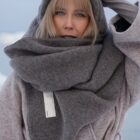 merino scarf, merino fleece, warm scarf, oversized scarf, Haruu, Estonian design, winter clothing