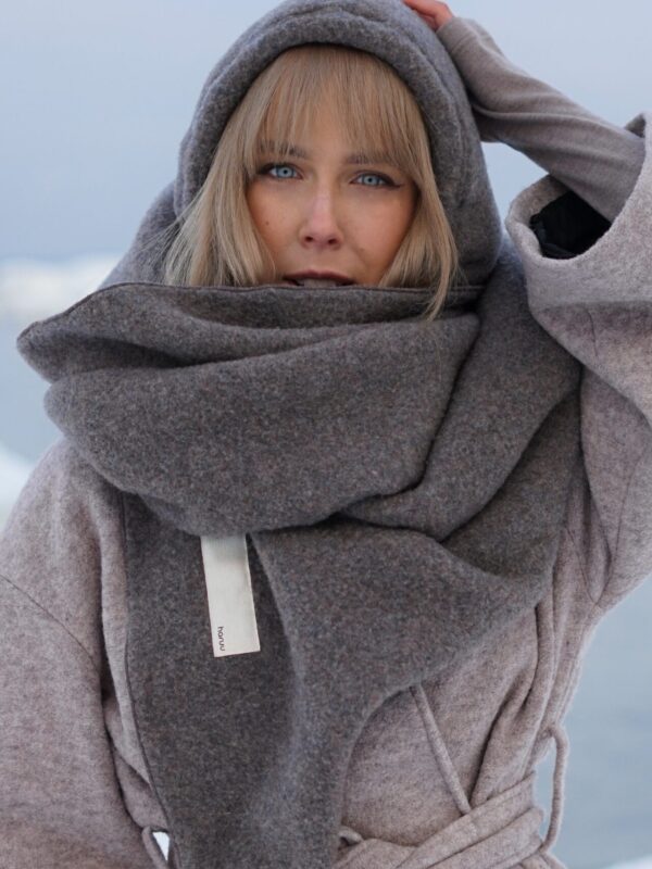 merino scarf, merino fleece, warm scarf, oversized scarf, Haruu, Estonian design, winter clothing